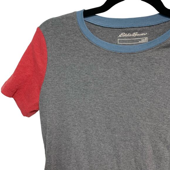 Eddie Bauer Women's Color Block Sleeve Crew Neck Short Sleeve Baseball Tee Med - Picture 3 of 5